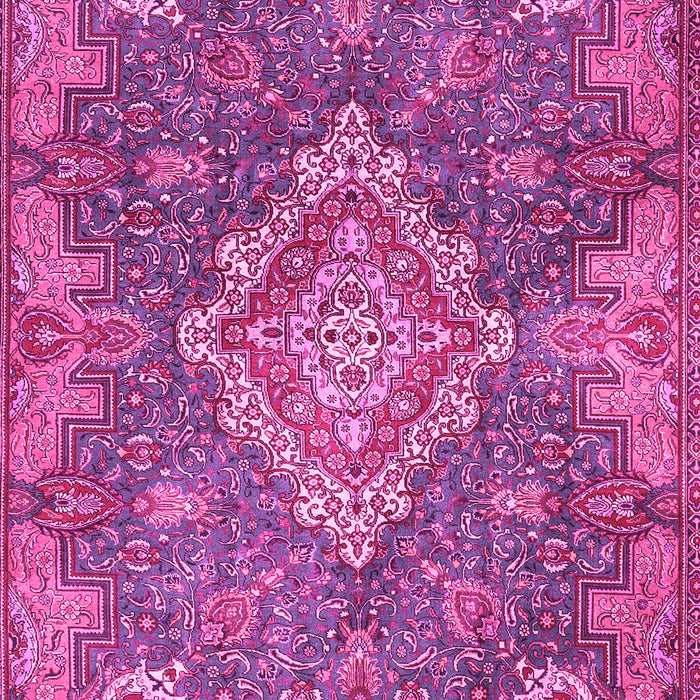 Machine Washable Medallion Pink Traditional Rug, wshtr4127pnk