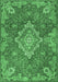 Machine Washable Medallion Emerald Green Traditional Area Rugs, wshtr4127emgrn