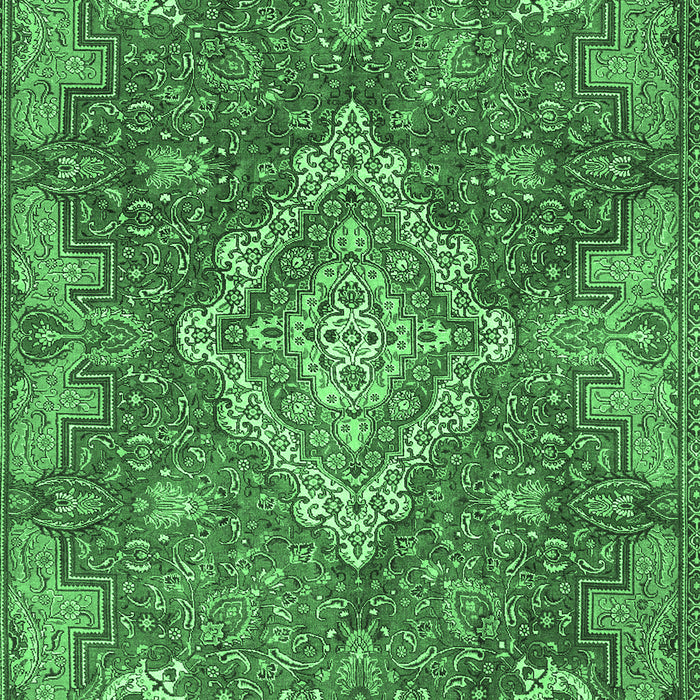 Machine Washable Medallion Emerald Green Traditional Area Rugs, wshtr4127emgrn