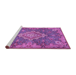 Sideview of Machine Washable Medallion Purple Traditional Area Rugs, wshtr4127pur