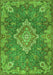 Serging Thickness of Machine Washable Medallion Green Traditional Area Rugs, wshtr4127grn