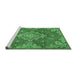 Sideview of Machine Washable Medallion Emerald Green Traditional Area Rugs, wshtr4127emgrn