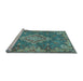 Sideview of Machine Washable Medallion Light Blue Traditional Rug, wshtr4127lblu