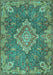 Medallion Turquoise Traditional Rug, tr4127turq