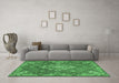 Machine Washable Medallion Emerald Green Traditional Area Rugs in a Living Room,, wshtr4127emgrn