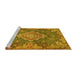 Sideview of Machine Washable Medallion Yellow Traditional Rug, wshtr4127yw