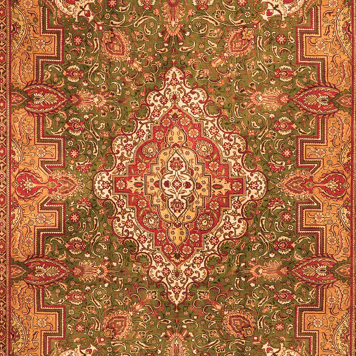 Serging Thickness of Machine Washable Medallion Orange Traditional Area Rugs, wshtr4127org