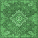 Square Medallion Emerald Green Traditional Rug, tr4127emgrn