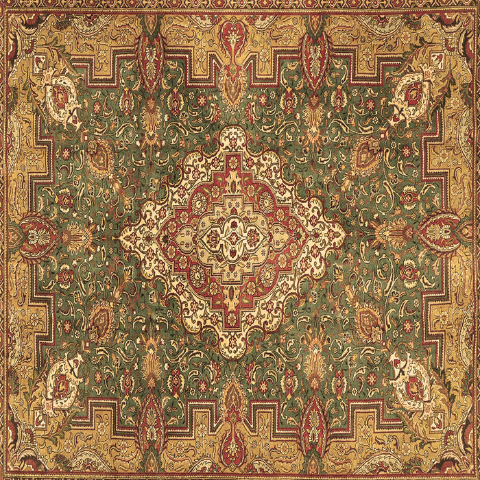 Square Machine Washable Medallion Brown Traditional Rug, wshtr4127brn