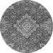 Machine Washable Medallion Gray Traditional Rug, wshtr4127gry