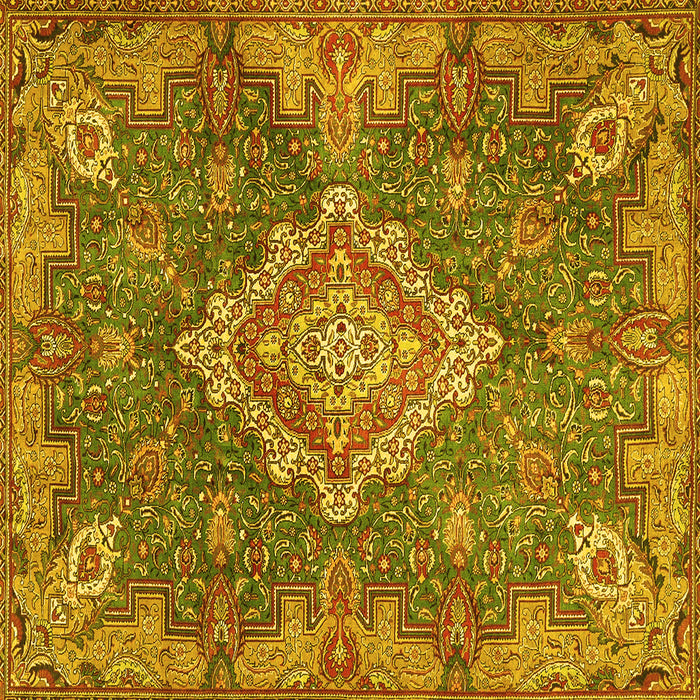 Square Medallion Yellow Traditional Rug, tr4127yw