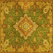 Square Medallion Yellow Traditional Rug, tr4127yw