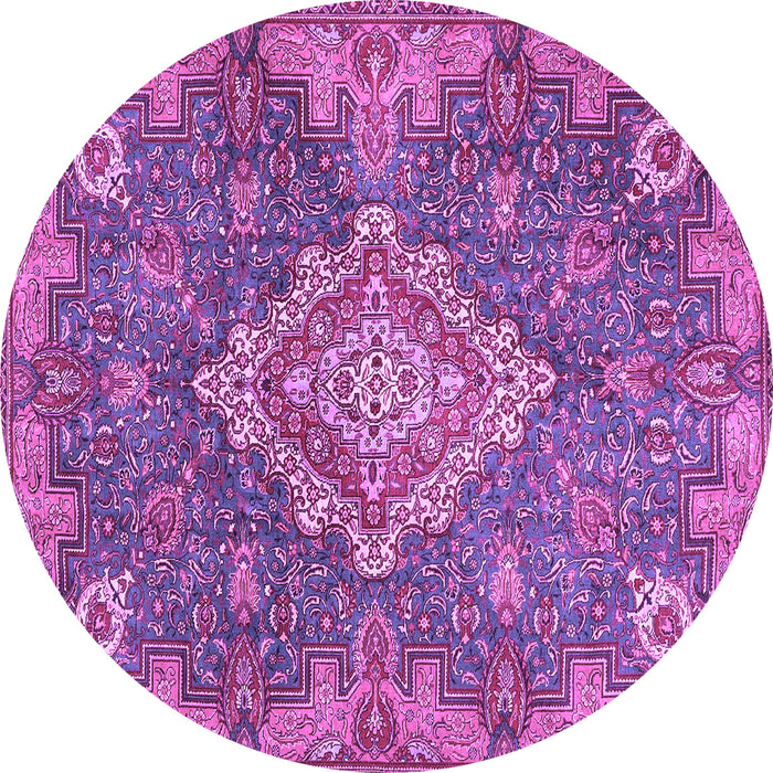 Round Medallion Purple Traditional Rug, tr4127pur