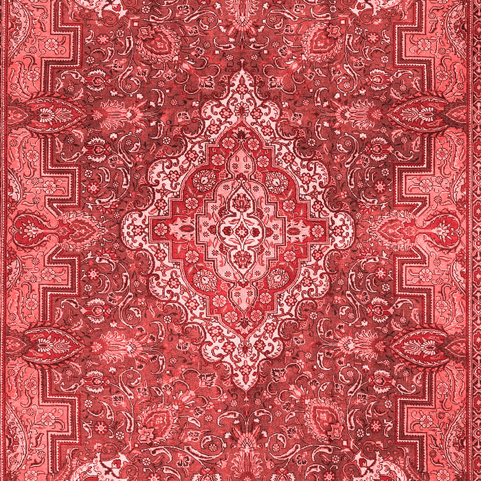 Machine Washable Medallion Red Traditional Rug, wshtr4127red