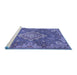 Sideview of Machine Washable Medallion Blue Traditional Rug, wshtr4127blu