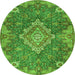 Machine Washable Medallion Green Traditional Area Rugs, wshtr4127grn