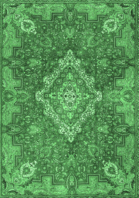 Medallion Emerald Green Traditional Rug, tr4127emgrn