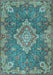 Medallion Light Blue Traditional Rug, tr4127lblu