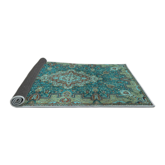 Sideview of Medallion Light Blue Traditional Rug, tr4127lblu