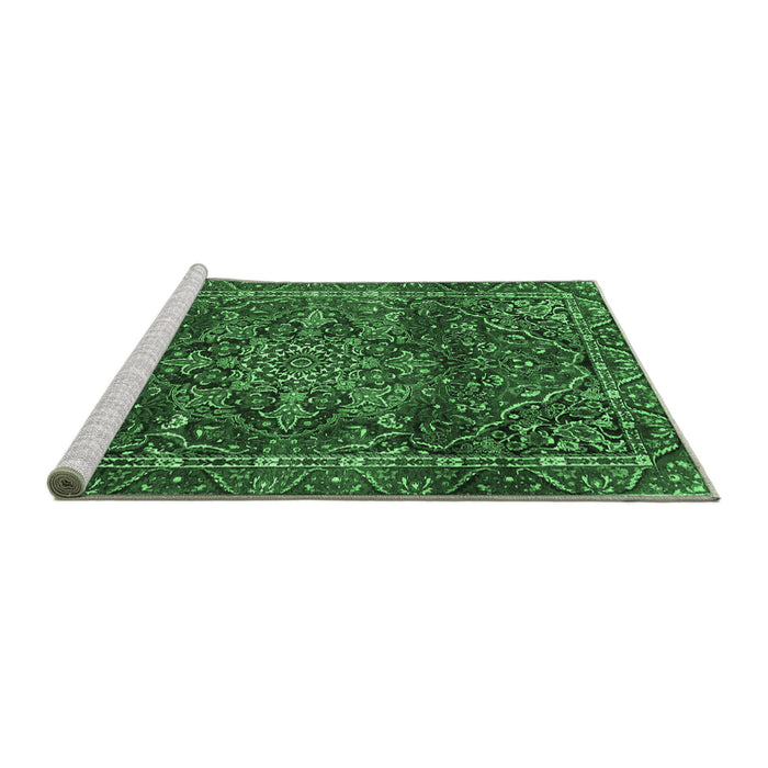 Sideview of Machine Washable Persian Emerald Green Traditional Area Rugs, wshtr4128emgrn
