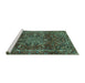 Sideview of Machine Washable Persian Turquoise Traditional Area Rugs, wshtr4128turq