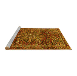 Sideview of Machine Washable Persian Yellow Traditional Rug, wshtr4128yw