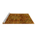 Sideview of Machine Washable Persian Yellow Traditional Rug, wshtr4128yw