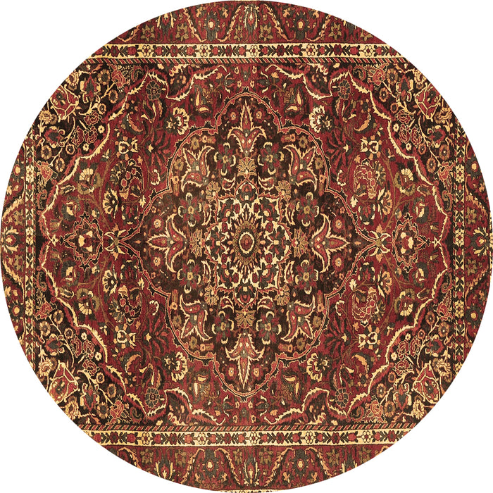 Round Machine Washable Persian Brown Traditional Rug, wshtr4128brn