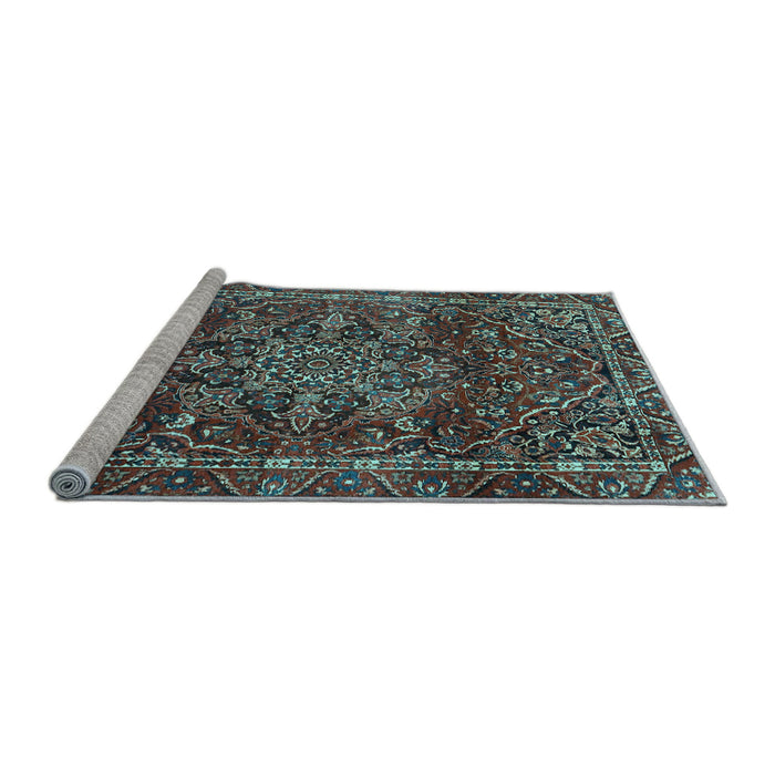Sideview of Machine Washable Persian Light Blue Traditional Rug, wshtr4128lblu