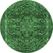 Round Persian Emerald Green Traditional Rug, tr4128emgrn