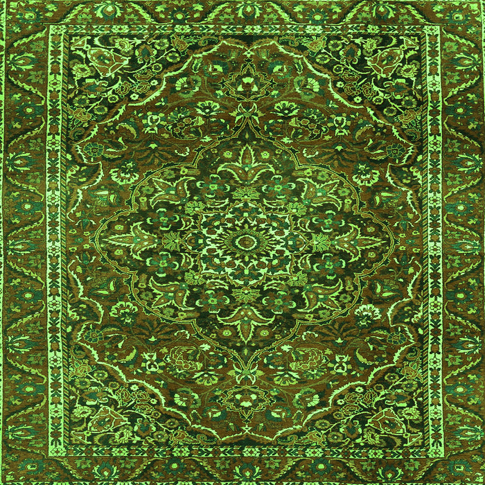 Round Machine Washable Persian Green Traditional Area Rugs, wshtr4128grn