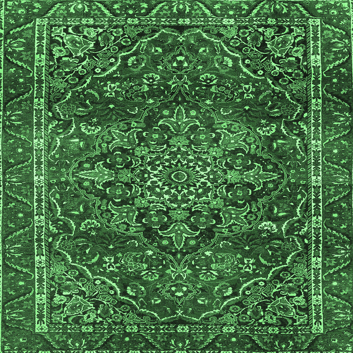 Square Persian Emerald Green Traditional Rug, tr4128emgrn