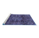 Sideview of Machine Washable Persian Blue Traditional Rug, wshtr4128blu