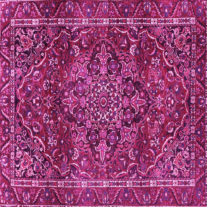 Square Machine Washable Persian Pink Traditional Rug, wshtr4128pnk