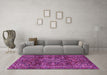 Machine Washable Persian Purple Traditional Area Rugs in a Living Room, wshtr4128pur