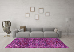 Machine Washable Persian Purple Traditional Area Rugs in a Living Room, wshtr4128pur