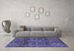 Machine Washable Persian Blue Traditional Rug in a Living Room, wshtr4128blu