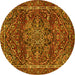 Round Machine Washable Persian Yellow Traditional Rug, wshtr4128yw