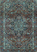 Machine Washable Persian Light Blue Traditional Rug, wshtr4128lblu