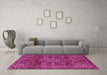 Machine Washable Persian Pink Traditional Rug in a Living Room, wshtr4128pnk