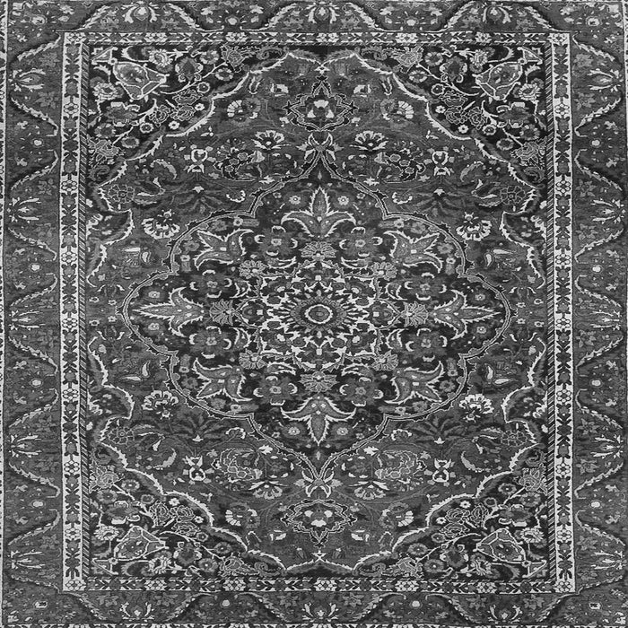 Round Machine Washable Persian Gray Traditional Rug, wshtr4128gry