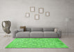 Machine Washable Persian Green Traditional Area Rugs in a Living Room,, wshtr4129grn