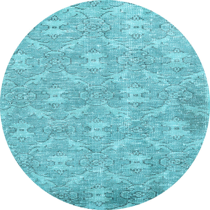 Round Machine Washable Persian Light Blue Traditional Rug, wshtr4129lblu
