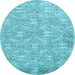 Round Machine Washable Persian Light Blue Traditional Rug, wshtr4129lblu