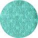 Round Persian Turquoise Traditional Rug, tr4129turq