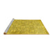 Sideview of Machine Washable Persian Yellow Traditional Rug, wshtr4129yw