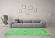 Machine Washable Persian Emerald Green Traditional Area Rugs in a Living Room,, wshtr4129emgrn