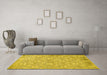 Machine Washable Persian Yellow Traditional Rug in a Living Room, wshtr4129yw