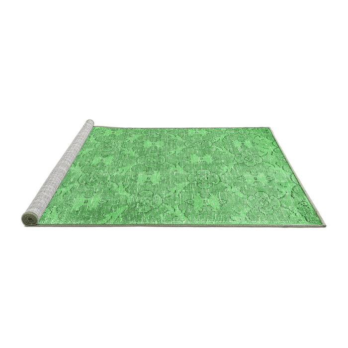 Sideview of Machine Washable Persian Emerald Green Traditional Area Rugs, wshtr4129emgrn