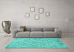 Machine Washable Persian Turquoise Traditional Area Rugs in a Living Room,, wshtr4129turq